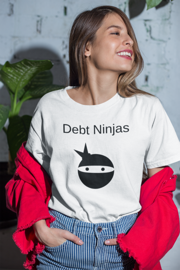 Debt Ninjas Ladies White T Shirt